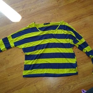 Petite striped green and Navy blue